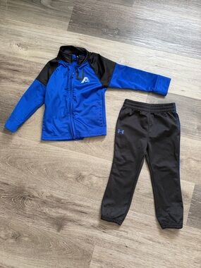 Under Armour Boys Blue and Black Track Jacket & Joggers Set